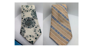 Lot of 2 Vintage 1970s Wemlon by Wembley olive  green & brown/blue stripe ties